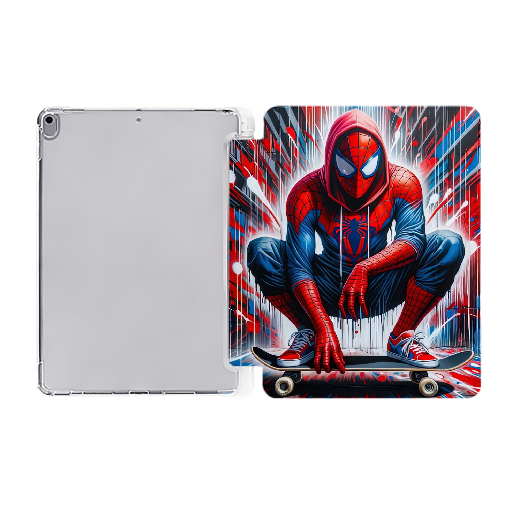 （画像用） Spider Man スパイダーマン IPad ケース ペン収納付き 三つ折りスタンド PUレザー×シリコン 対応機種9.5/10.5/10.9インチ